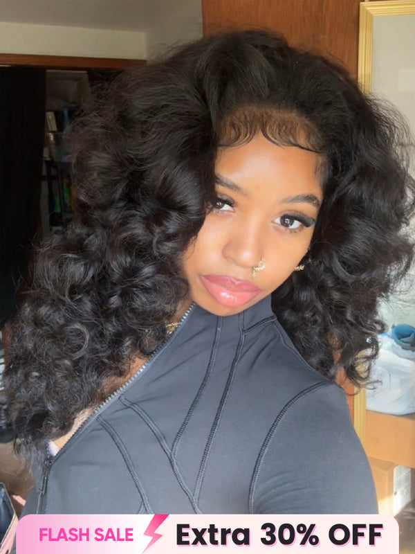 CurlyMe 3 In 1 Half Wig Kinky Straight Glueless Install Half Wig With Draw-string Beginner Friendly