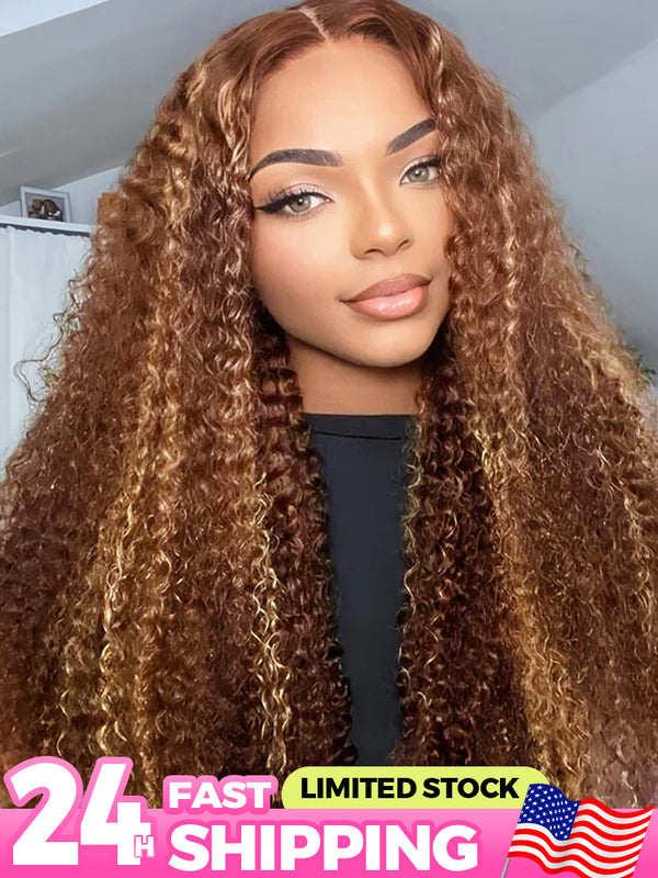 CurlyMe Wear Go Glueless Highlights Ombre Hair Pre-cut HD Lace Kinky Curly Wig