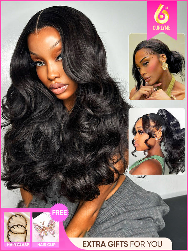 CurlyMe 360 Fit Pre-Cut Lace Wear Go Pre-Bleached Body Wave Human Hair Pre-Plucked Wig