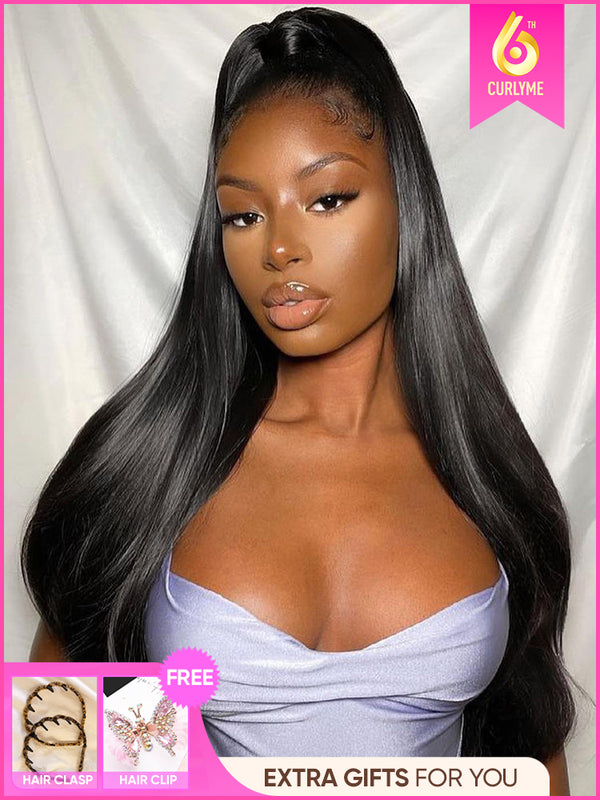 CurlyMe Pre-bleached 13x4 Swiss HD Lace/Transparent Lace Wigs Straight Long Hair Lace Front Wigs