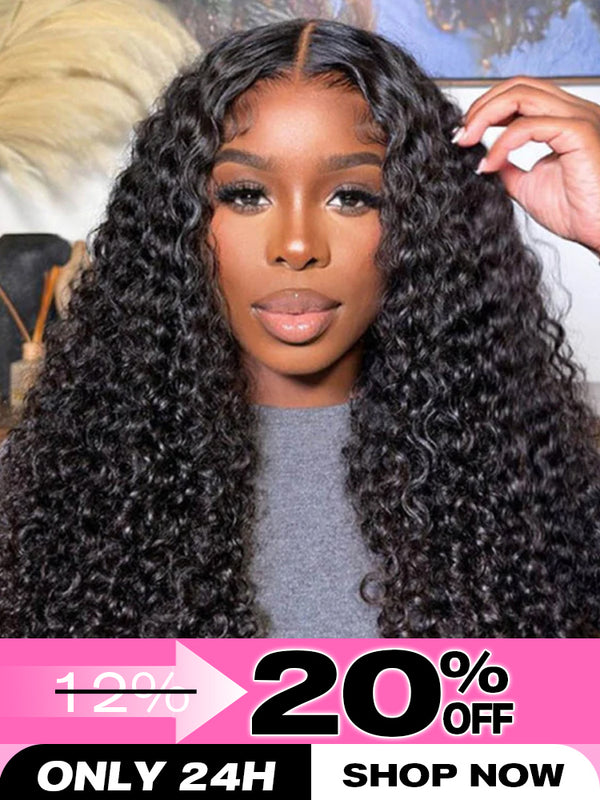 CurlyMe Pre-bleached Knots Wear Go Glueless Wig Pre-cut HD Lace Water Wave Human Hair