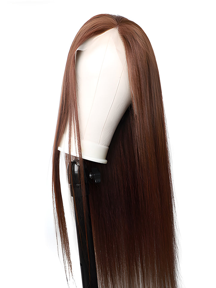 CurlyMe #4 Color Straight Human Hair Undetectable Lace Front Wigs Pre Plucked