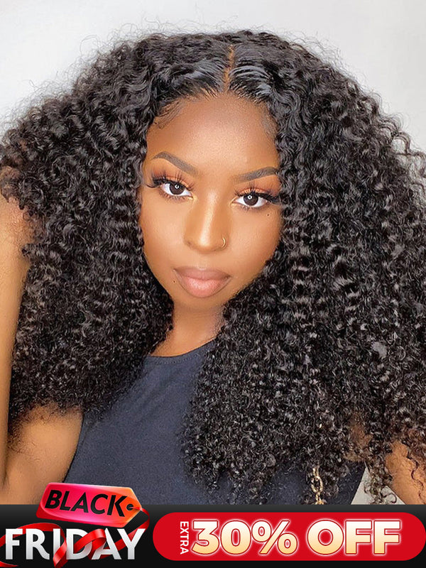 CurlyMe Kinky Curly Human Hair Wigs 13x6 Lace Front Wigs Bomb Look