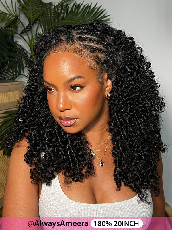 CurlyMe 3 In 1 Half Wig Kinky Curly Glueless Install Half Wig With Draw-string Beginner Friendly