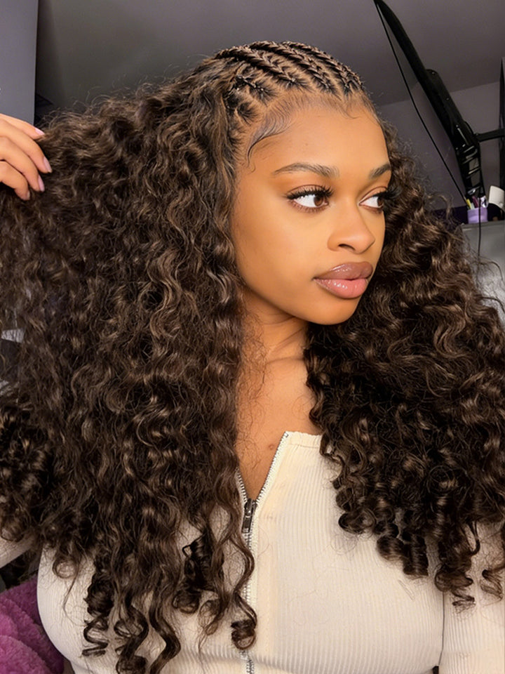 Feather Crochet Human Hair Burmese Curly Mocha Mousse Color  display picture 2