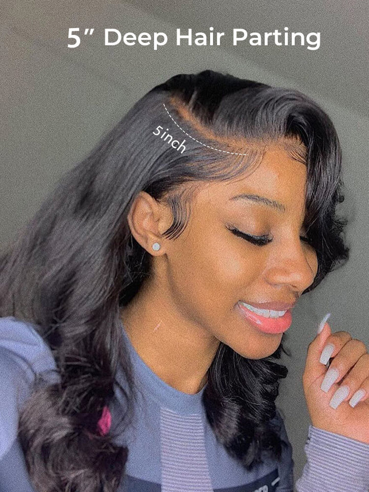 CurlyMe Pre-bleached Body Wave Hair Wear Go Bob Wig 7x5 Pre-cut HD Lace Pre-plucked