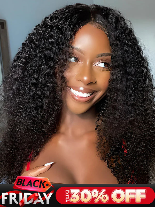 CurlyMe Deep Wave Hair 4x4 Lace Closure Wig Pre Plucked Swiss Lace Curly Hair