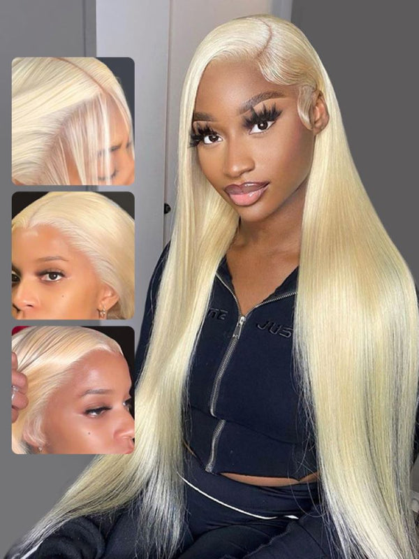 CurlyMe 613 Blonde Lace Front Wigs Straight Human Hair Wigs 13x4 Skin Melt Lace