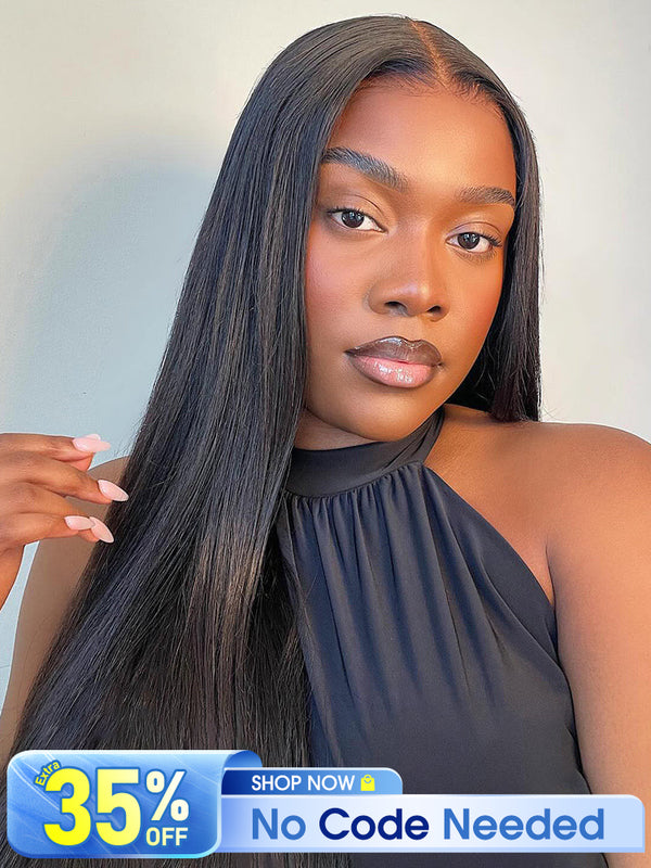 [Clearance Sale] Pre-bleached Most Like Real Hair Glueless Straight Human Hair HD Lace Wig Pre-plucked