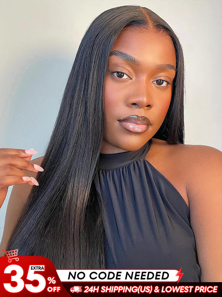 [Clearance Sale] Pre-bleached Most Like Real Hair Glueless Straight Human Hair HD Lace Wig Pre-plucked