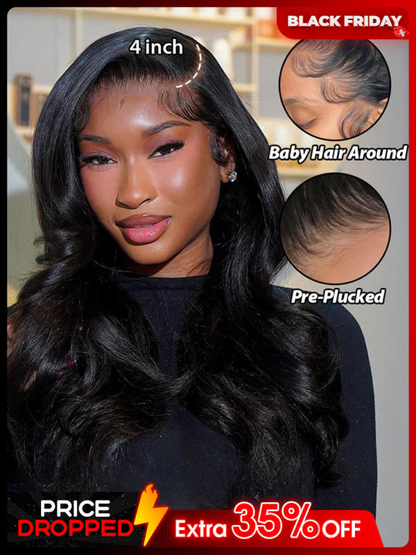 CurlyMe Pre-bleached Body Wave Hair 13x4 Swiss HD Lace/Transparent Lace Front Wigs Pre Plucked