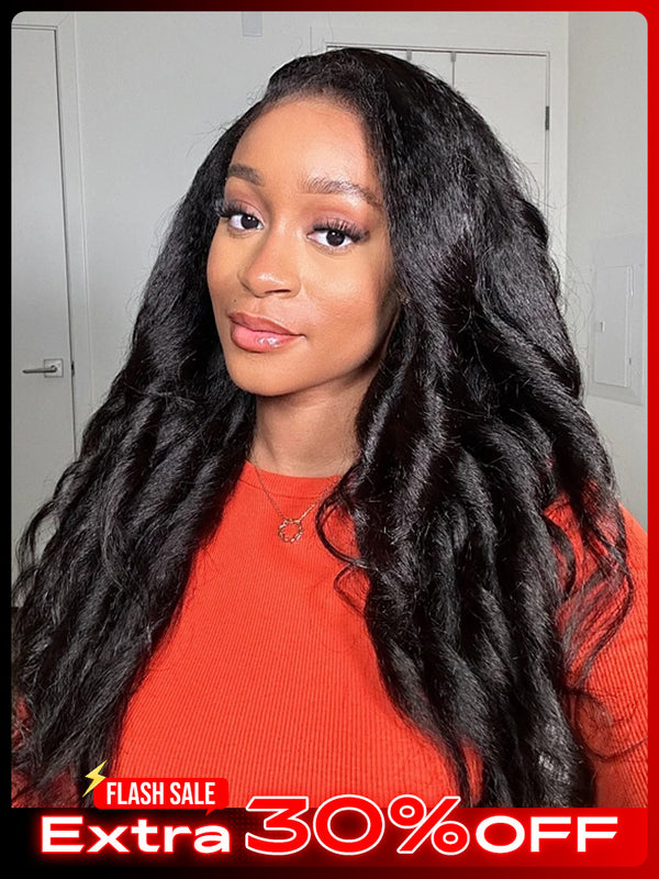 CurlyMe 3 In 1 Half Wig Kinky Straight Glueless Install Half Wig With Draw-string Beginner Friendly