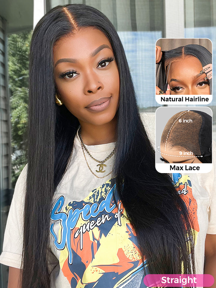 CurlyMe Pre-cut 9x6 Lace M-cap Wear Go Glueless Mini Knots Hair HD Lace Front Wig Pre-plucked