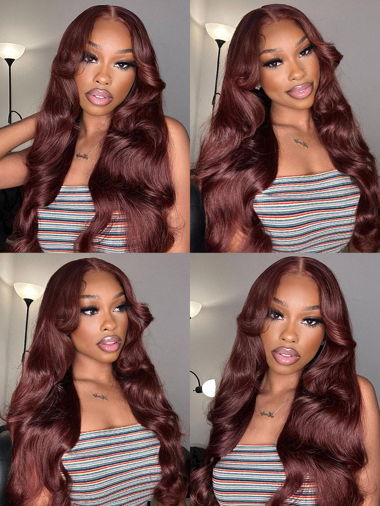 reddish brown put on and go wigs human hair