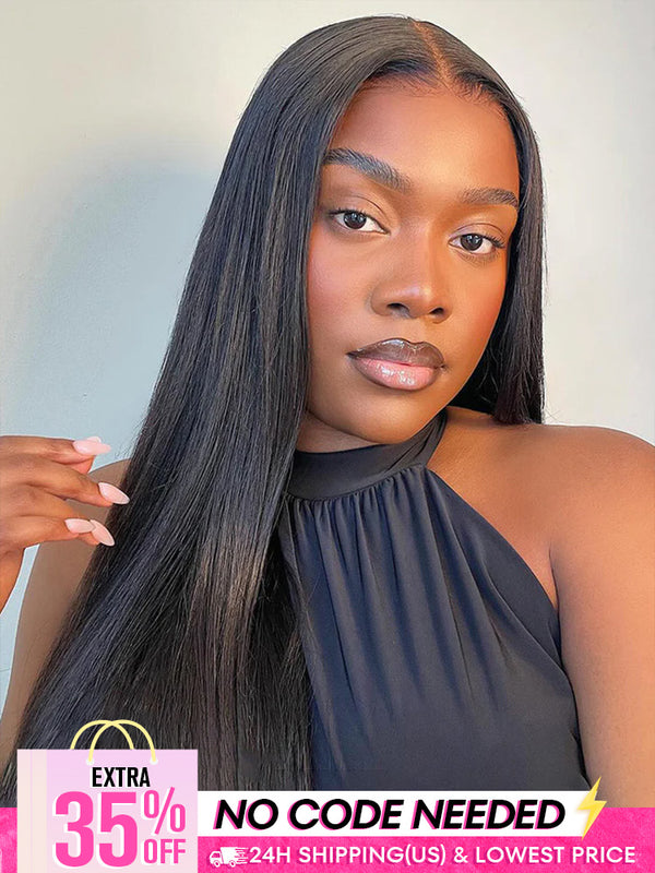 [Clearance Sale] Pre-bleached Most Like Real Hair Glueless Straight Human Hair HD Lace Wig Pre-plucked