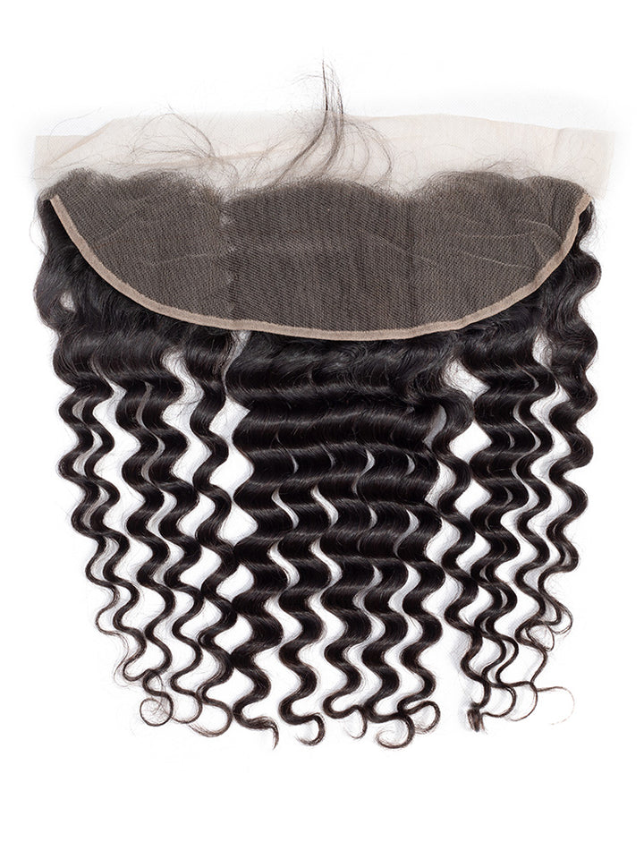 CurlyMe Loose Deep Wave Virgin Human Hair 13x4 Lace Frontal Natural Black