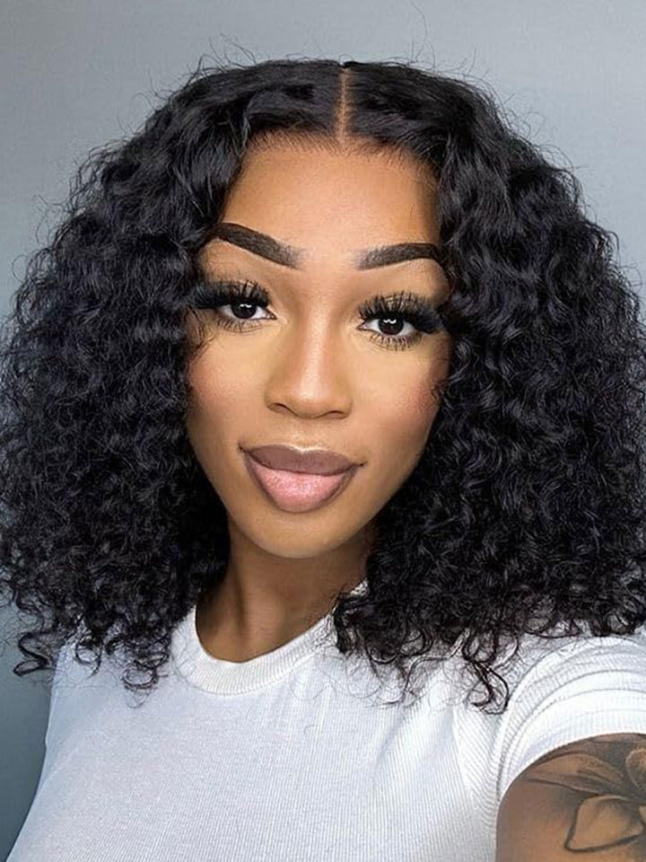 CurlyMe Water Wave Bob Glueless Wig Wear Go 7x5 HD Lace Pre Cut Lace Wig