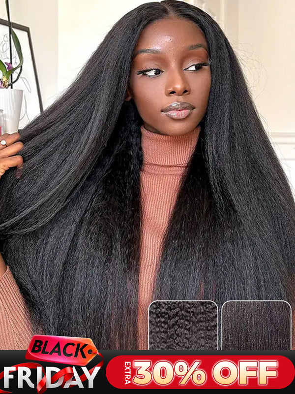 CurlyMe Pre-cut 9x6 Lace M-cap Wear Go Glueless Mini Knots Kinky Straight Hair HD Lace Front Wig Pre-plucked