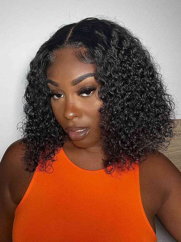 CurlyMe Water Wave Bob Glueless Wig Wear Go 7x5 HD Lace Pre Cut Lace Wig