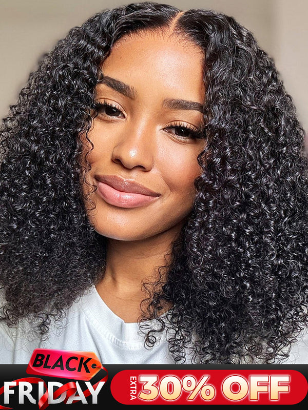 CurlyMe Pre-bleached Kinky Curly 7x5 Pre-cut HD Lace Wear Go Glueless Wig