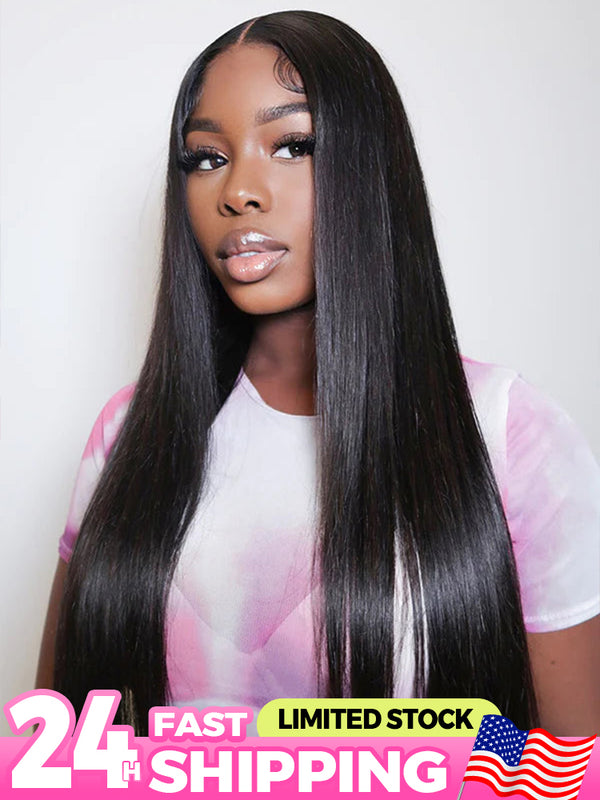 CurlyMe Pre-bleached Most Like Real Hair Glueless Straight Human Hair HD Lace Wig Pre-plucked