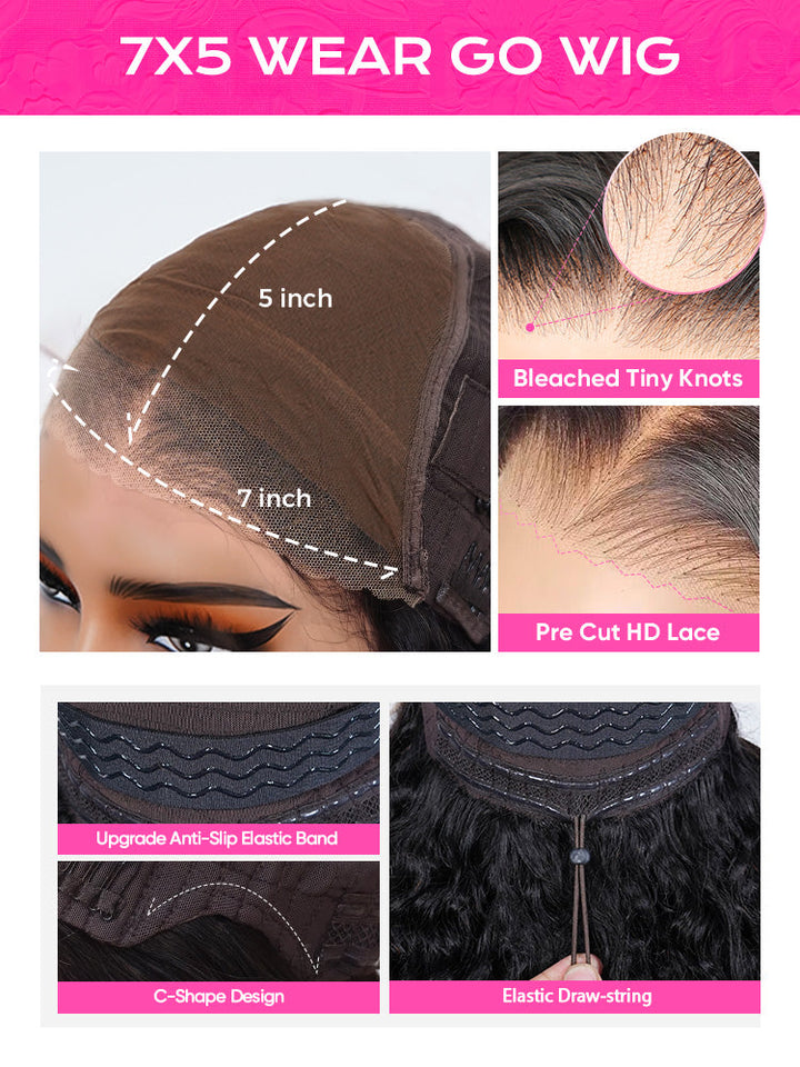 CurlyMe Pre-bleached Wear Go Glueless Wig 7x5 Pre-cut HD Lace Burmese Curly Human Hair