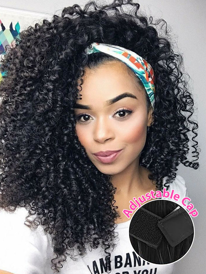 CurlyMe Throw And Go Kinky Curly Headband Wig Glueless No Lace