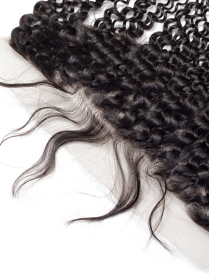 CurlyMe Kinky Curly Virgin Human Hair 13x4 Lace Frontal Natural Black