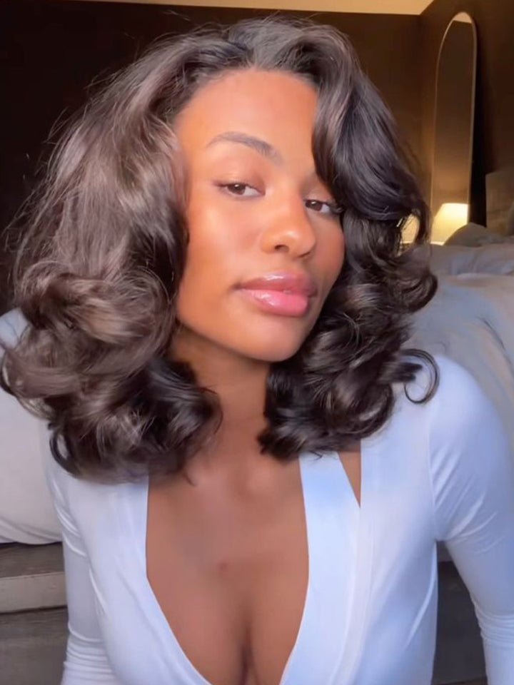 CurlyMe M-Cap 9x6 Blow Out Wear Go Glueless Wig 250% Density Layered Cut HD Lace Wig