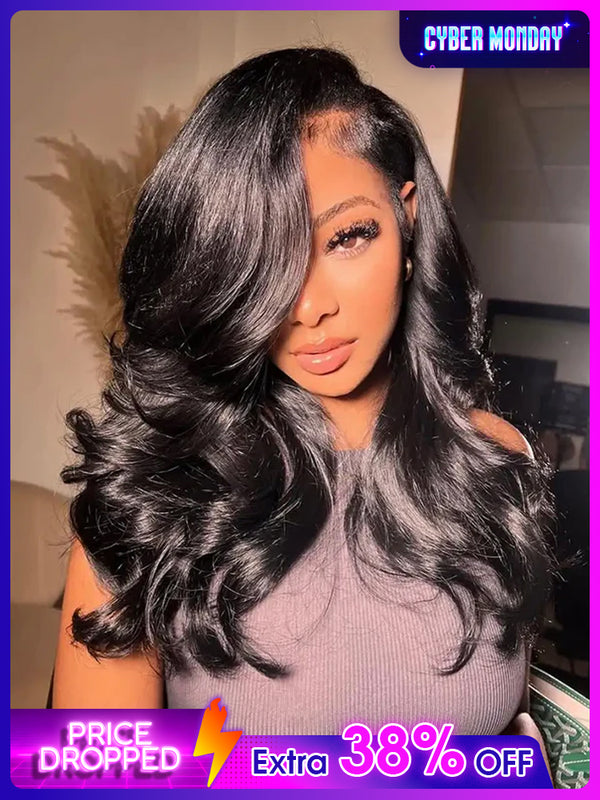 CurlyMe 250% Density C Part Body Wave Wear Go Glueless Layer Cut Wig With Baby Hair
