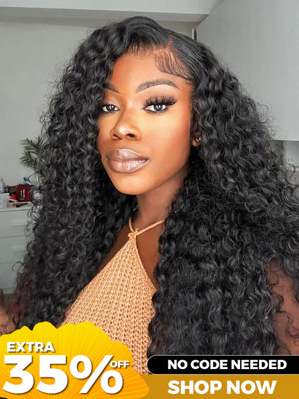 [Clearance Sale] CurlyMe Water Wave Human Hair Undetectable 13x6 Swiss Lace Front Wig