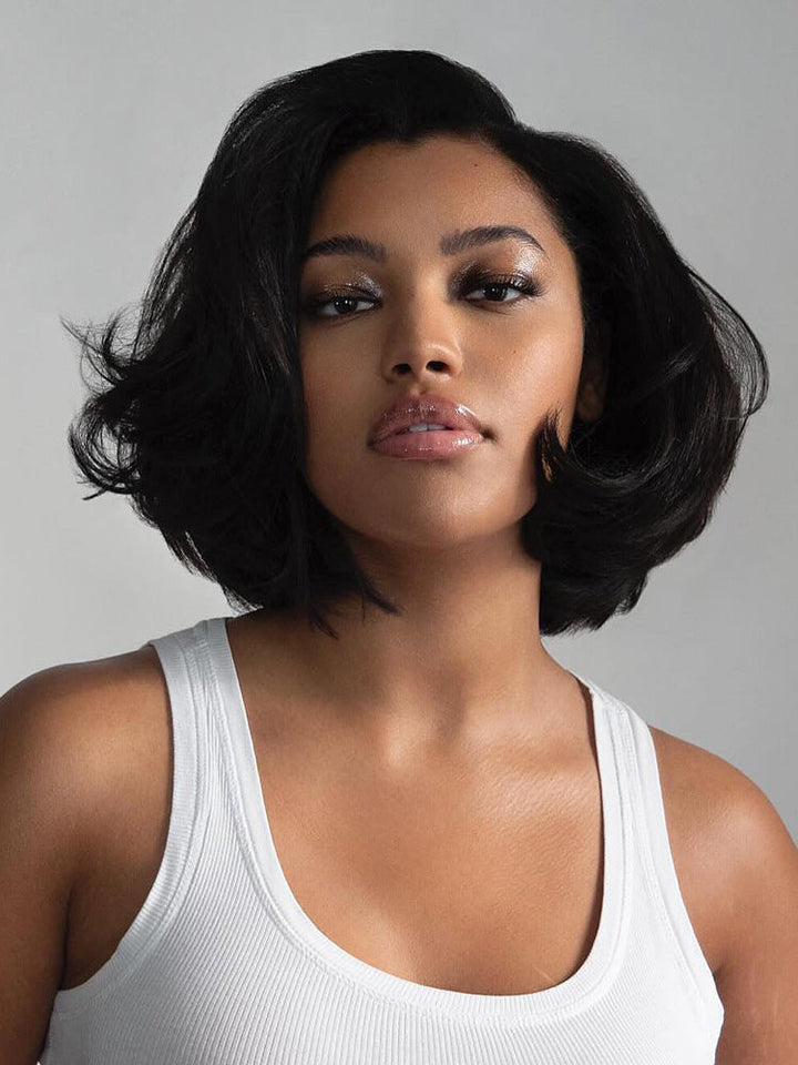 CurlyMe ear Go Blow Out Straight Bob 7x5 HD Lace Glueless Wig Pre-Bleached Tiny Knots