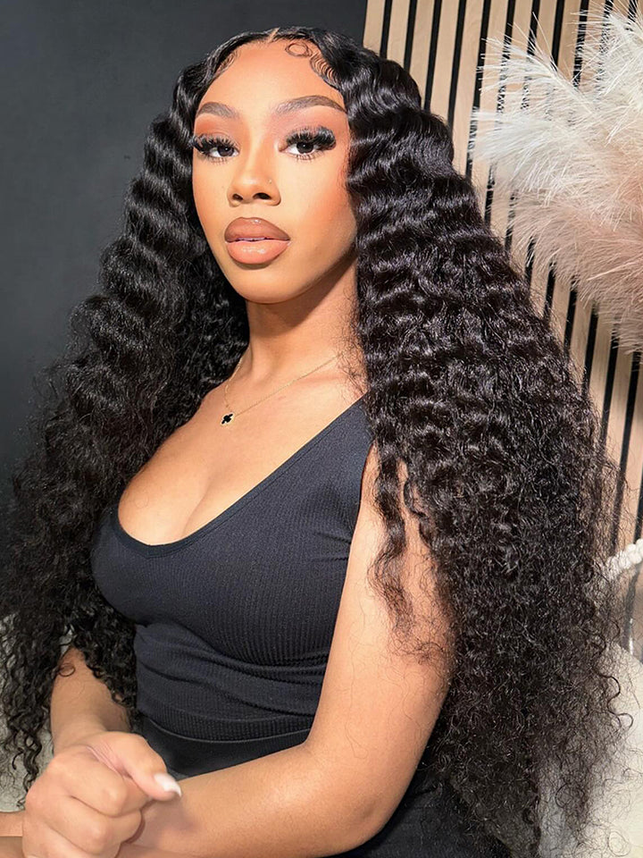 [Clearance Sale] Pre-bleached Deep Wave Wear Go Glueless Wig Pre-cut 6x4 HD Lace Wig Pre-plucked