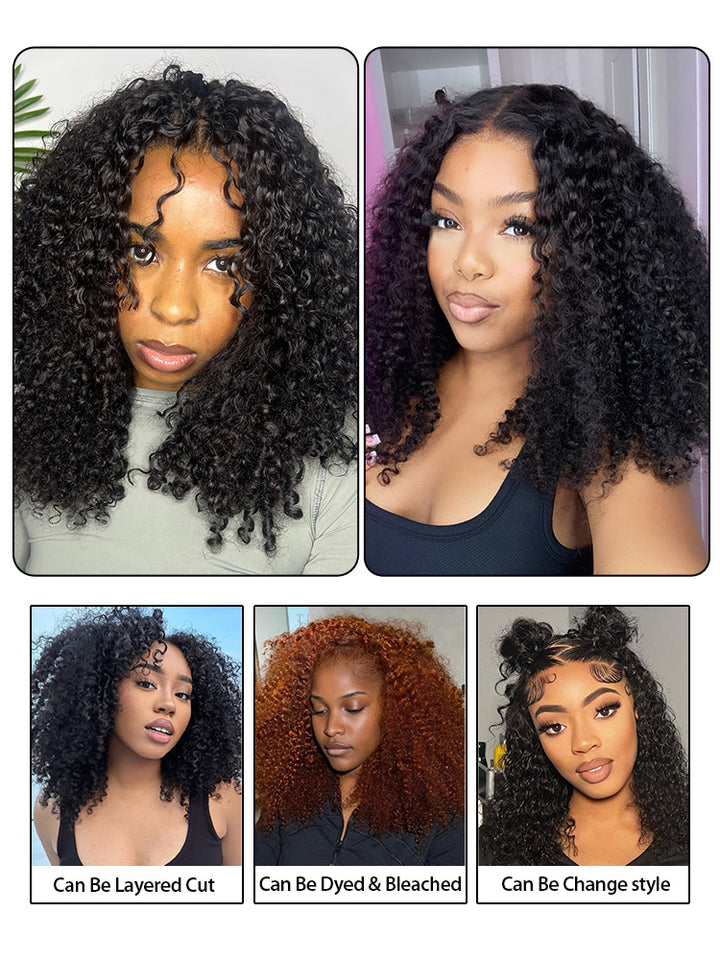 CurlyMe Virgin Human Hair Kinky Curly 5x5 Lace Closure Swiss Lace Wigs Pre Plucked
