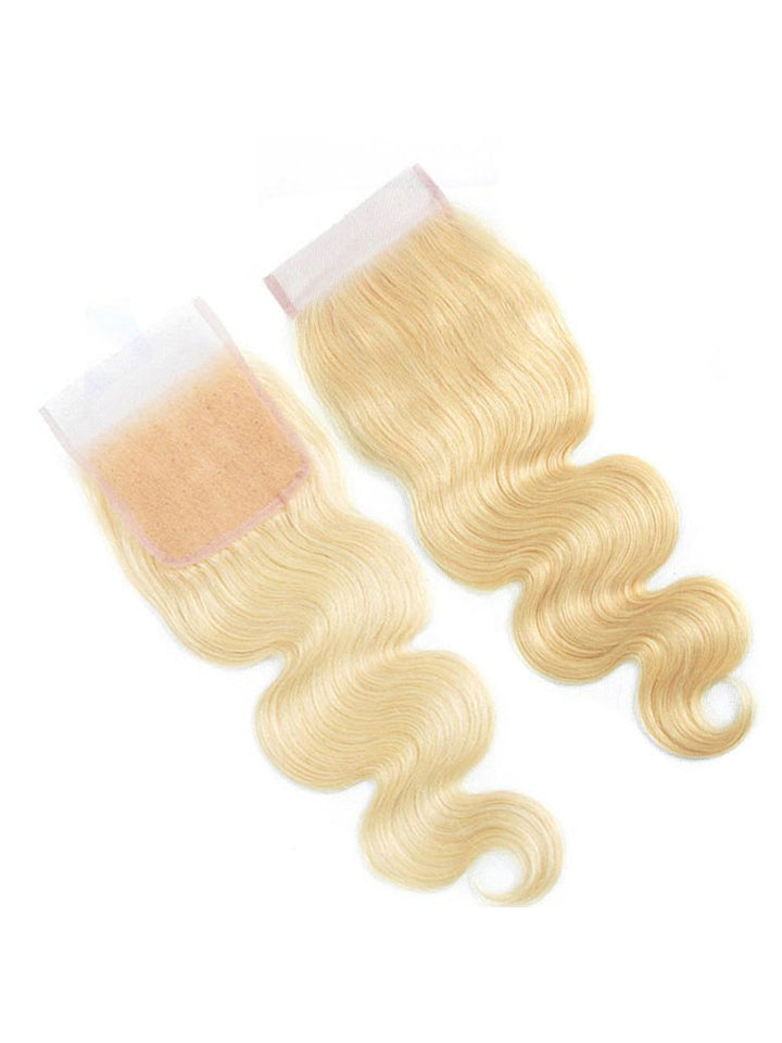 613 Blonde Color Hair 4x4 Lace Closure Body Wave Hair Extensions