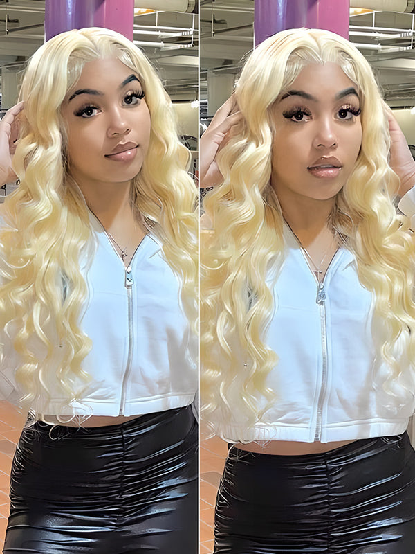 CurlyMe 613 Blonde Human Hair Wig Body Wave Lace Front Wigs Pre Plucked