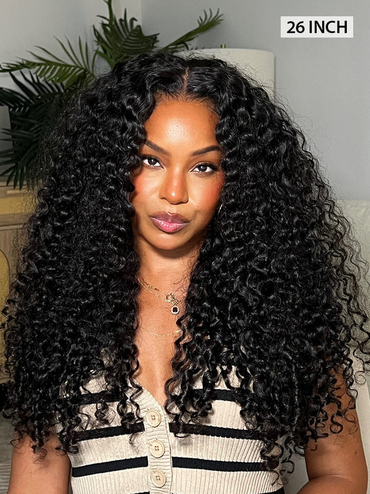 CurlyMe Pre-bleached Wear Go Glueless Wig 7x5 Pre-cut HD Lace Burmese Curly Human Hair