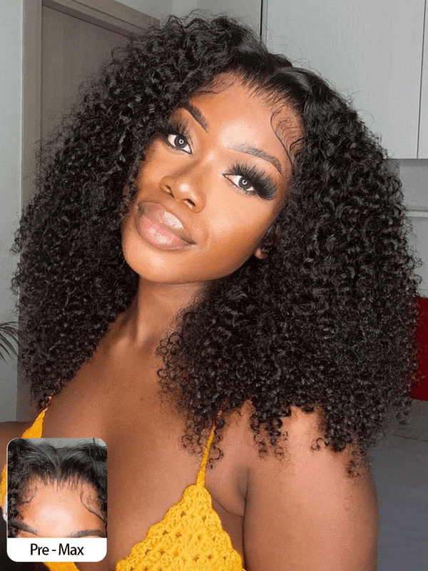 CurlyMe Pre-cut 9x6 Lace M-cap Wear Go Glueless Mini Knots Afro Curly Hair HD Lace Front Wig Pre-plucked