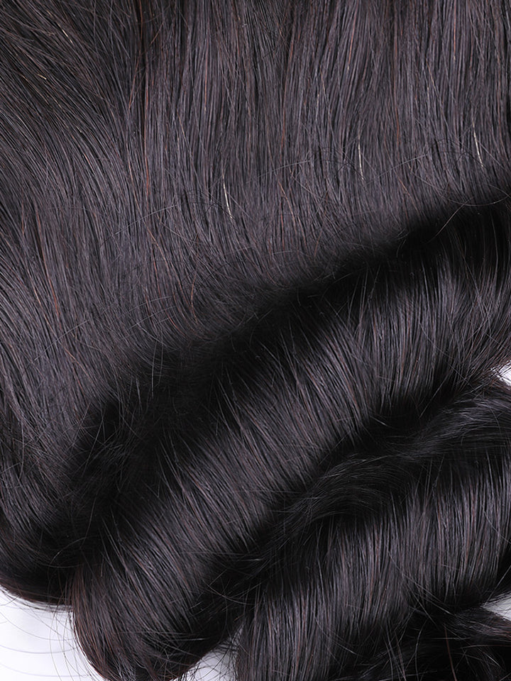 CurlyMe Loose Wave Virgin Human Hair 13x4 Lace Frontal Natural Black