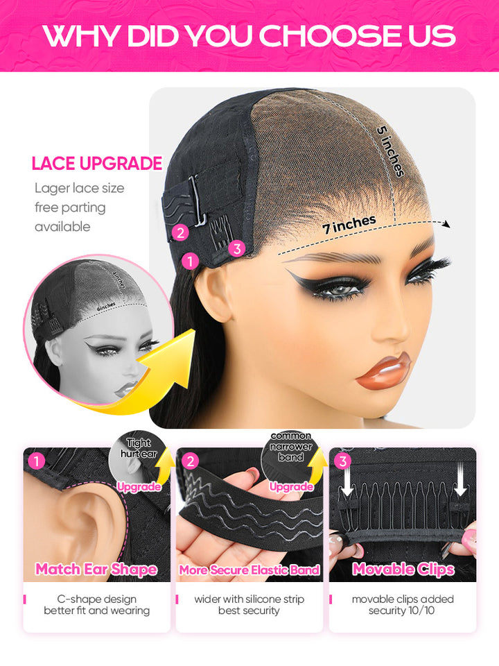 CurlyMe 7x5 HD Lace Glueless Bob Wigs Wear Go Pre Cut Lace Human Hair Wigs