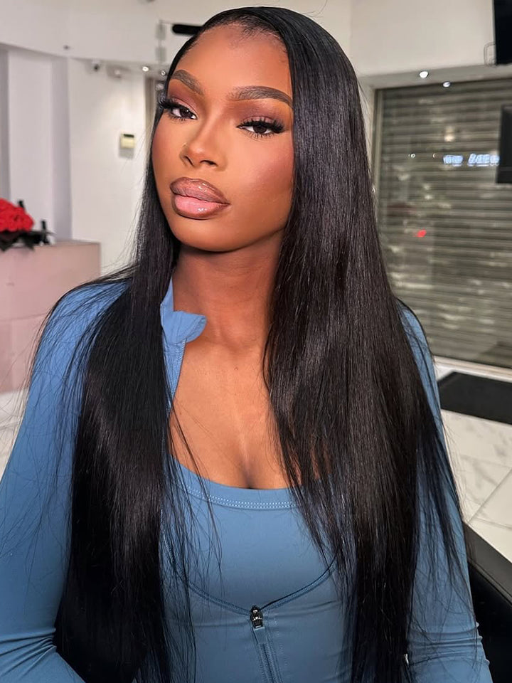 [Clearance Sale] 9x6 HD Lace M-cap Wear Go Glueless Mini Knots Straight Hair Pre-cut Lace Front Wig Pre-plucked