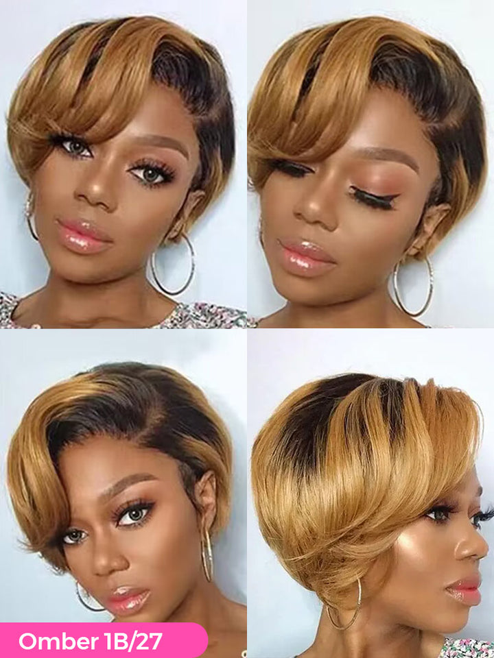 CurlyMe Summer Hairstyle Short Pixie Cut Color Wig Human Hair Lace Wigs