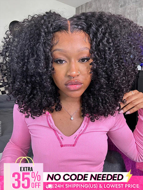 [Clearance Sale] Pre-cut 9x6 Lace M-cap Wear Go Glueless Mini Knots Kinky Curly Hair HD Lace Front Wig Pre-plucked