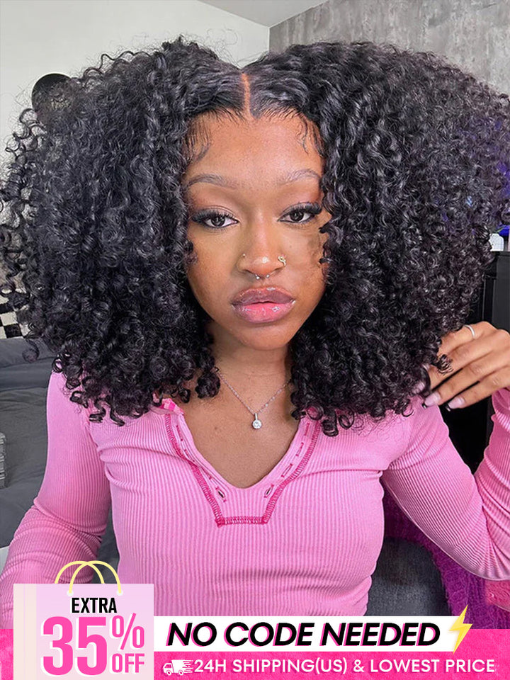 [Clearance Sale] Pre-cut 9x6 Lace M-cap Wear Go Glueless Mini Knots Kinky Curly Hair HD Lace Front Wig Pre-plucked