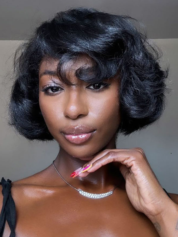 CurlyMe ear Go Blow Out Straight Bob 7x5 HD Lace Glueless Wig Pre-Bleached Tiny Knots