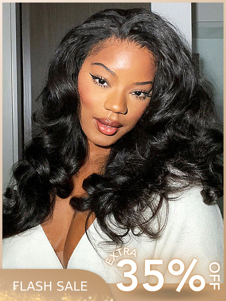 CurlyMe Pre-bleached Kinky Straight Hair Wear Go Glueless Wig 7x5 Pre-cut HD Lace Pre-plucked