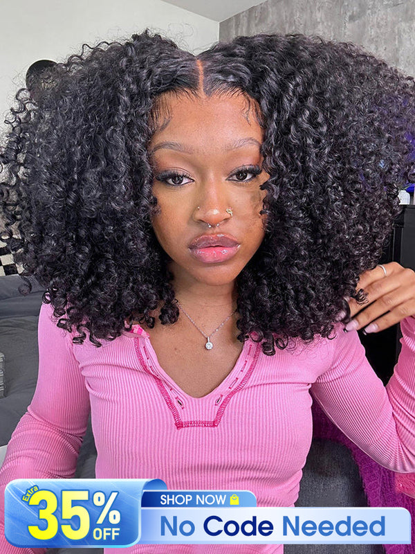 [Clearance Sale] Pre-cut 9x6 Lace M-cap Wear Go Glueless Mini Knots Kinky Curly Hair HD Lace Front Wig Pre-plucked