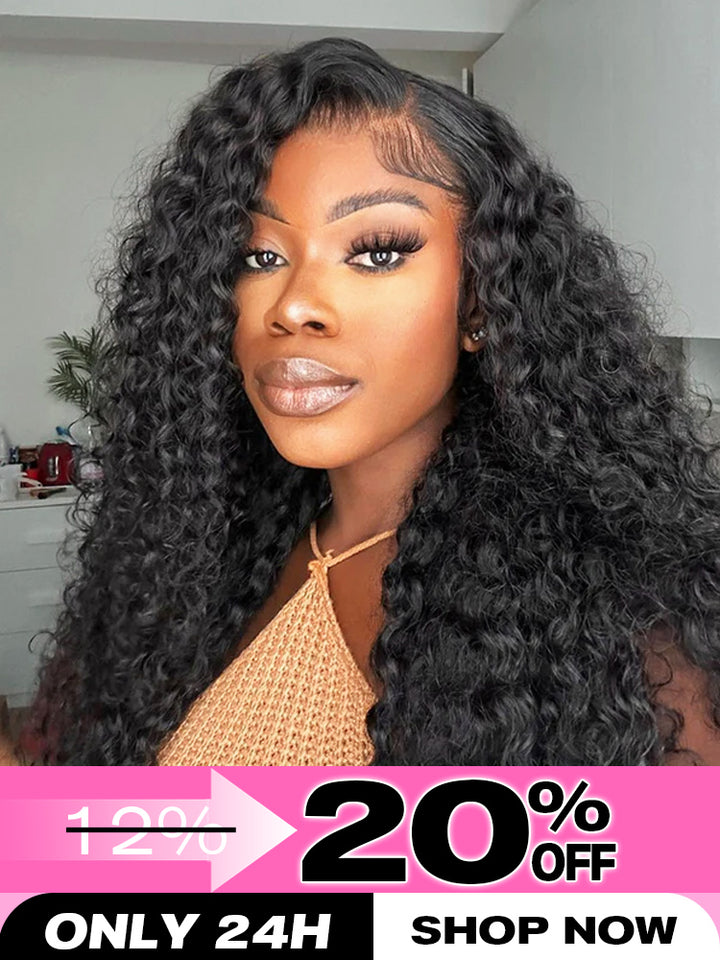 CurlyMe Water Wave Human Hair Undetectable 13x6 Swiss Lace Front Wig