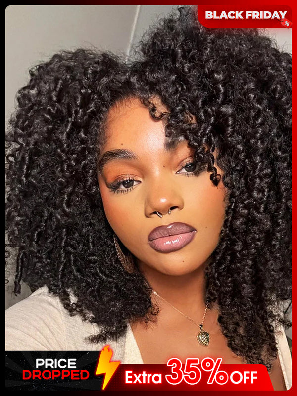 CurlyMe Pre-bleached Wear Go Glueless Afro Kinky Curly Pre-cut HD Lace Wig Pre-plucked