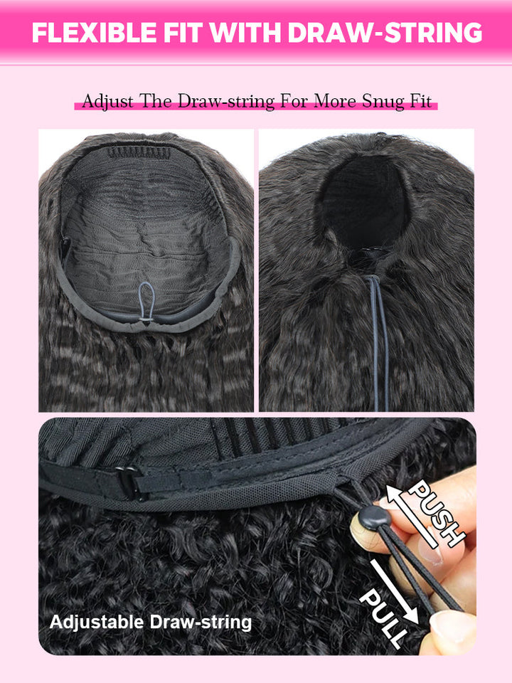 3 IN 1 Half Wig Burmese Curly Glueless Install Wig With Adjustable ...